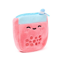FOODIEMALS - PORTE-MONNAIE PELUCHÉ - BUBBLE TEA - ROSE
