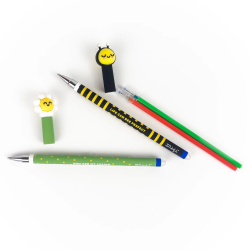 MR WONDERFUL - SET DE 2 STYLOS EFFAÇABLES BO-BO + 2 RECHARGES D’ENCRE - ABEILLE ET MARGUERITE