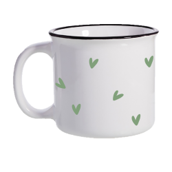 TIMBALE CÉRAMIQUE - COEURS VERT SAUGE