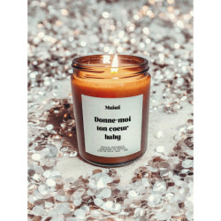 Bougie parfumée à message "Donne-moi ton cœur baby" Muisti en pot apothicaire ambré