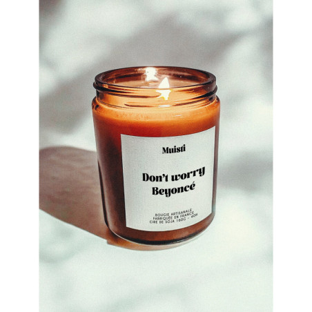 Bougie parfumée à message "Don't worry Beyoncé" Muisti en pot apothicaire ambré