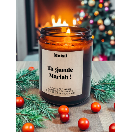 Bougie parfumée à message "Ta gueule Mariah !" Muisti en pot apothicaire ambré