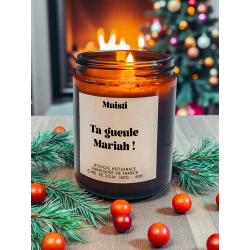 Bougie parfumée à message "Ta gueule Mariah !" Muisti en pot apothicaire ambré