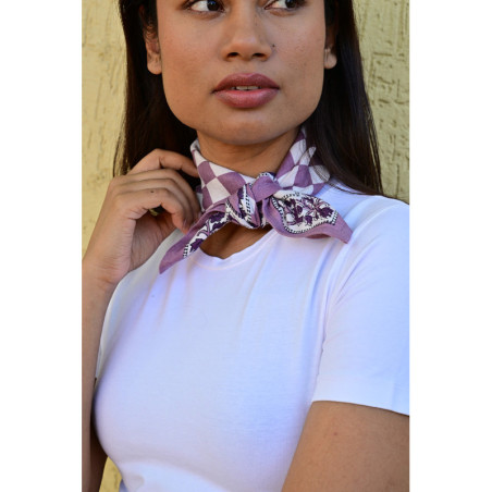 Byzantine petit foulard CHECKS Violet vue alternative block print