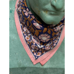 Byzantine petit foulard N°115 Cobalt vue alternative block print