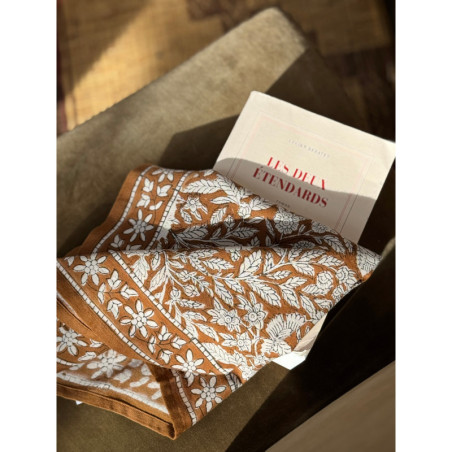 Byzantine petit foulard ANTIOCHE Havane vue alternative block print