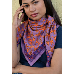 Byzantine grand foulard MERCURE Flame 100x100 cm block print indien coton