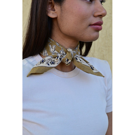 Byzantine petit foulard MERCURE Bistre vue alternative block print