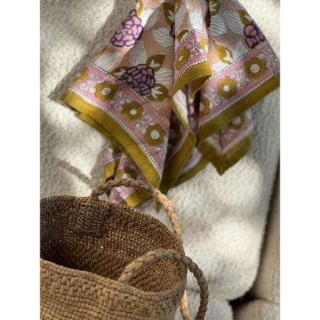 Byzantine petit foulard PÉNÉLOPE Myrtille vue alternative block print