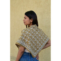 Byzantine grand foulard MERCURE Bistre vue alternative block print