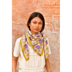 Byzantine grand foulard PÉNÉLOPE Myrtille vue alternative block print