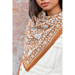 Byzantine grand foulard ANTIOCHE Havane vue alternative block print