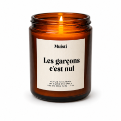 MUISTI - BOUGIE PARFUMÉE "LES GARÇONS C'EST NUL" – MUSC BLANC – CIRE DE SOJA MADE IN FRANCE