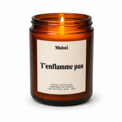 MUISTI - BOUGIE PARFUMÉE "T'ENFLAMME PAS" – MUSC BLANC – CIRE DE SOJA MADE IN FRANCE
