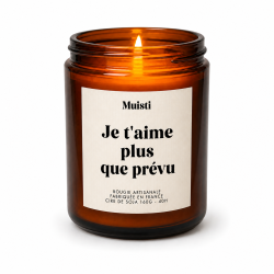 MUISTI - BOUGIE PARFUMÉE "JE T'AIME PLUS QUE PRÉVU" – MUSC BLANC – CIRE DE SOJA MADE IN FRANCE