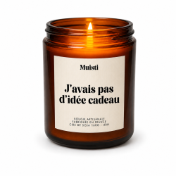 MUISTI - BOUGIE PARFUMÉE "J'AVAIS PAS D'IDÉE CADEAU" – MUSC BLANC – CIRE DE SOJA MADE IN FRANCE