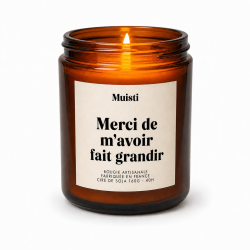 MUISTI - BOUGIE PARFUMÉE "MERCI DE M'AVOIR FAIT GRANDIR" – MUSC BLANC – MADE IN FRANCE