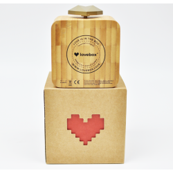 LOVE BOX EN BOIS : BOÎTE A AMOUR CONNECTÉE - COEUR PIXEL MULTICOLOR