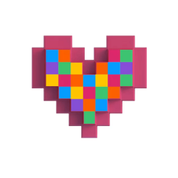 ACCESSOIRE LOVEBOX : COEUR PIXEL MULTICOLOR